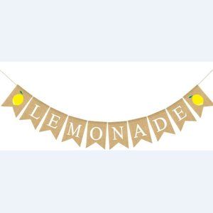 5/$20 NEW Burlap Pre-Strung Adjustable Reusable LEMONADE Banner-Lemon